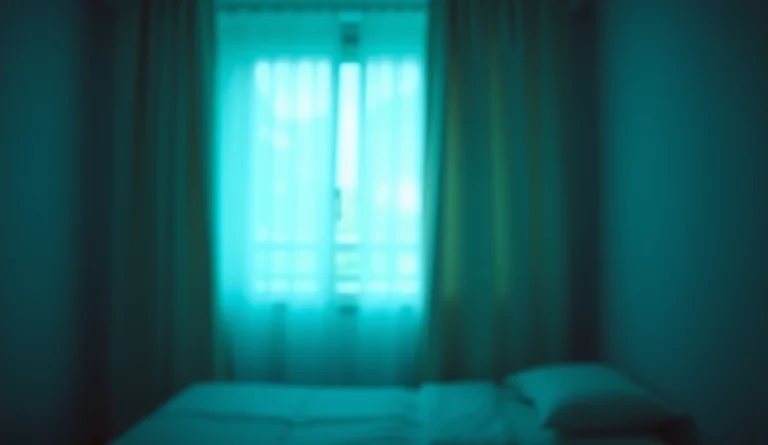 Quarto escurecido com pouca luz, representando a sensibilidade à luz nas crises de enxaqueca