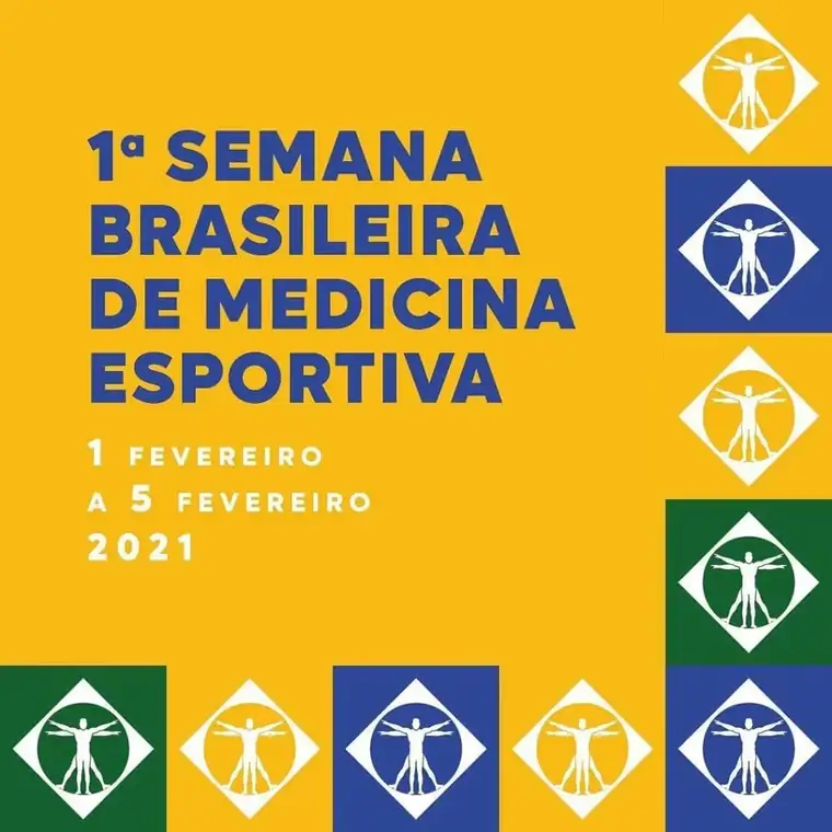 Cartaz da 1ª Semana Brasileira de Medicina Esportiva, de 1 a 5 de fevereiro de 2021